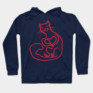 Funny red cat making a heart with his paws Hoodie